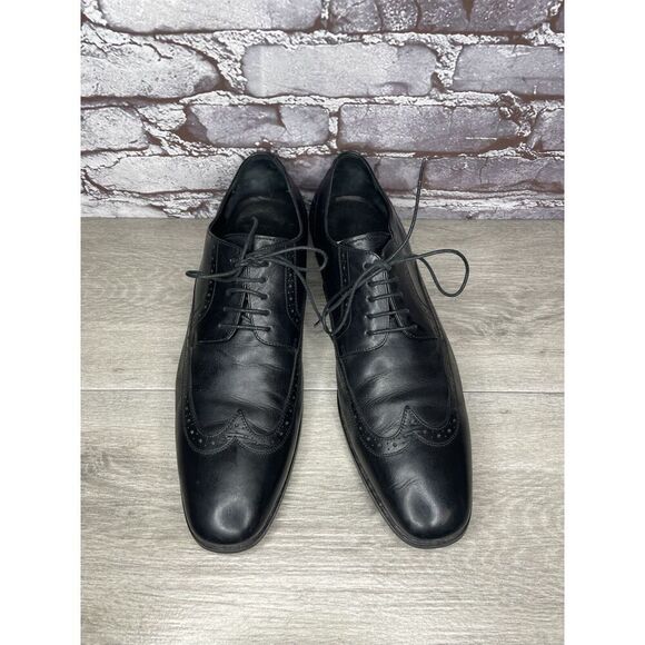 Boss Hugo Boss Black Leather Wingtip Oxfords Dress Shoes Men\'s Sz 12M US/45EU main image 12